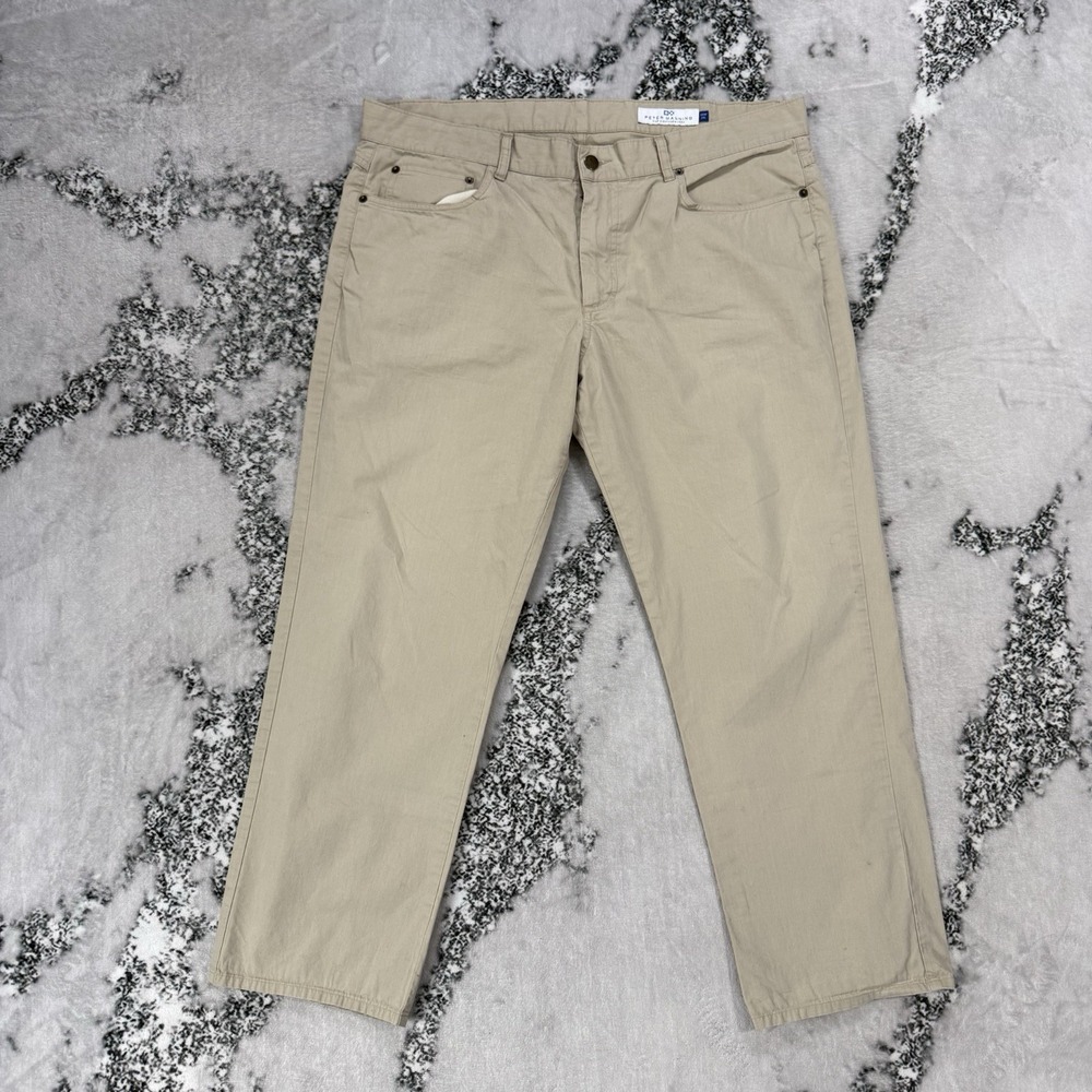 Peter Manning Size 38X28 Beige Straight‎ Leg Pants Cotton Short Inseam USA
